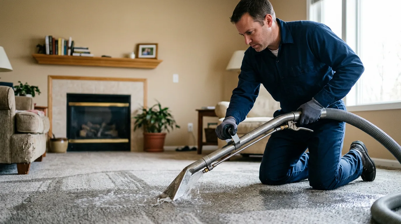 Water damage restoration technician working near Douglass, TX